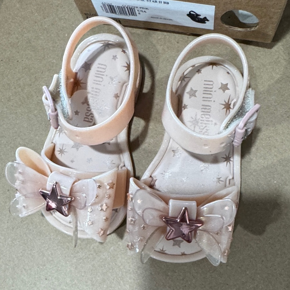 Mini Melissa Blush Star Bow Sandals